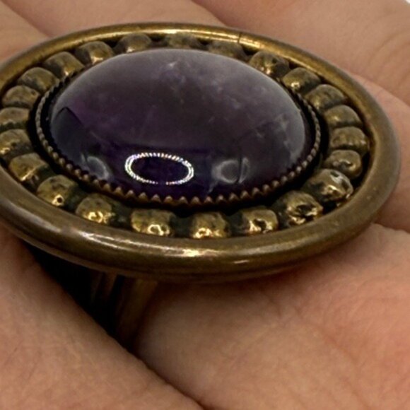 Vintage Jan Michaels Bronze & Amethyst Statement Ring Size 7 San Francisco - Picture 9 of 9
